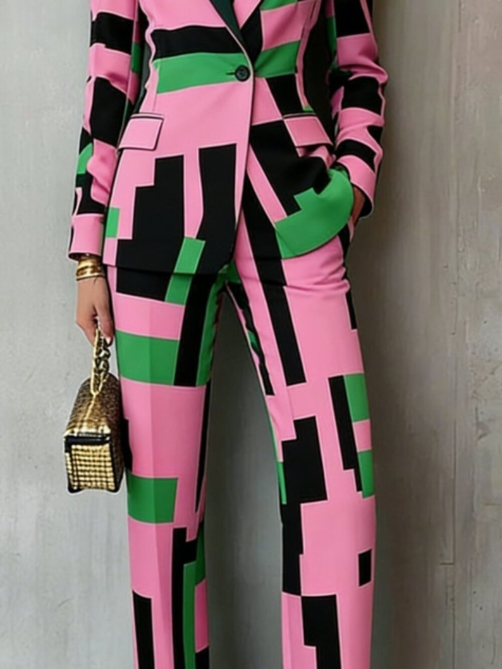 Elegant Geometric Print Pantsuit